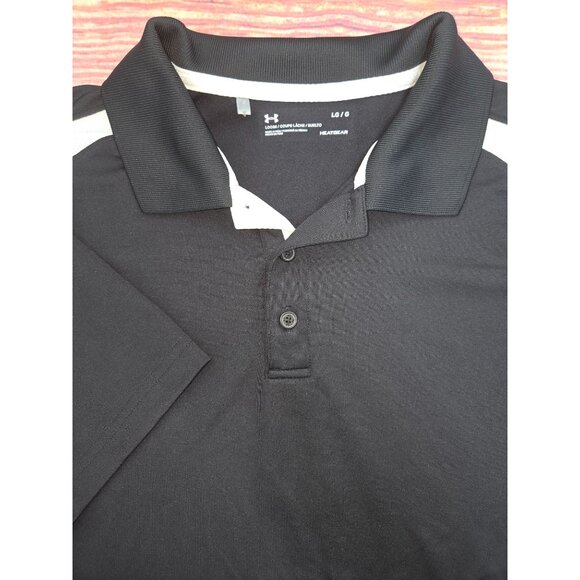 Under Armour Mens Black HeatGear Polo Large - Picture 4 of 8